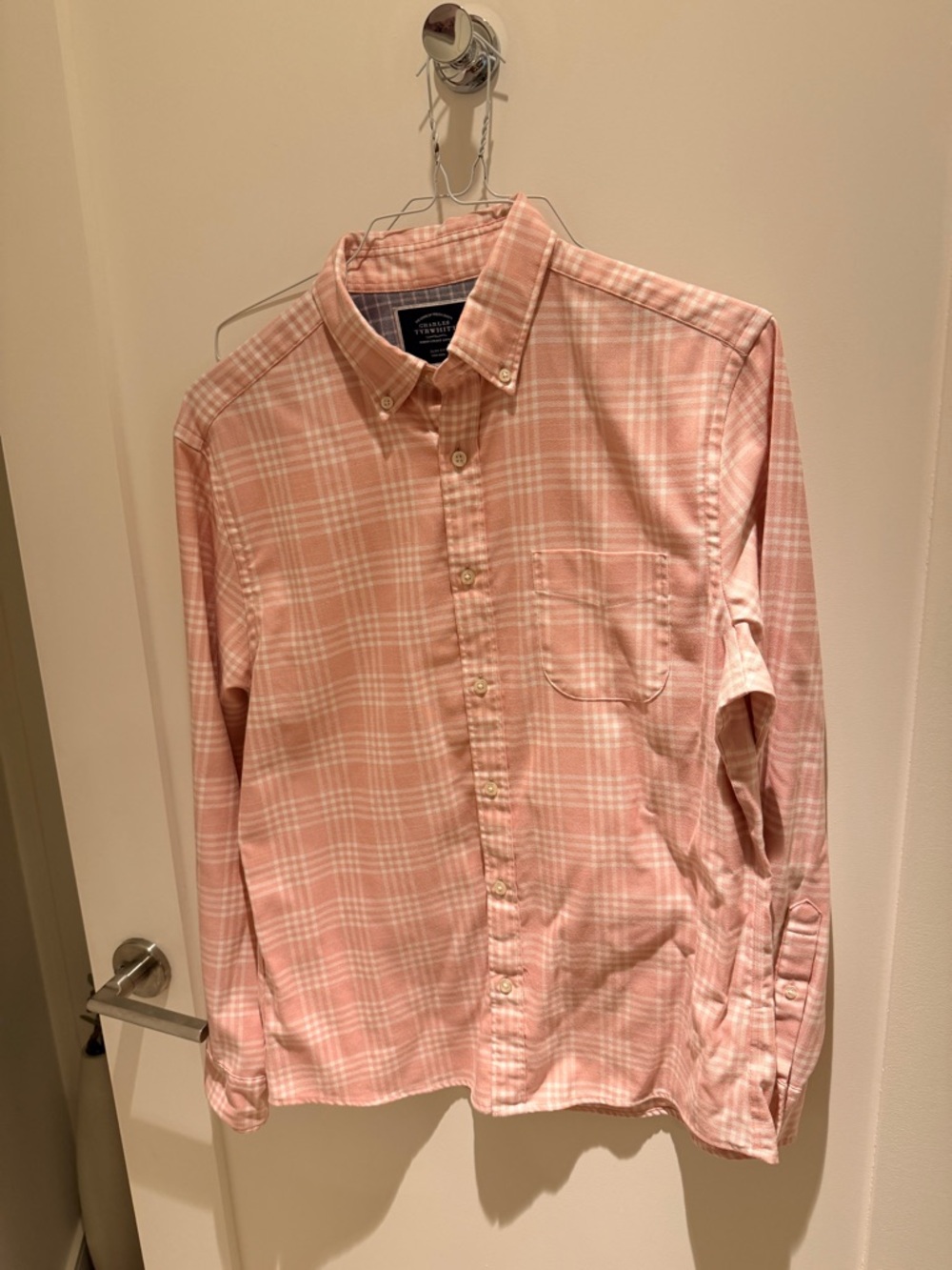 Charles Tyrwhitt  Pink Plaid Button-Down Shirt